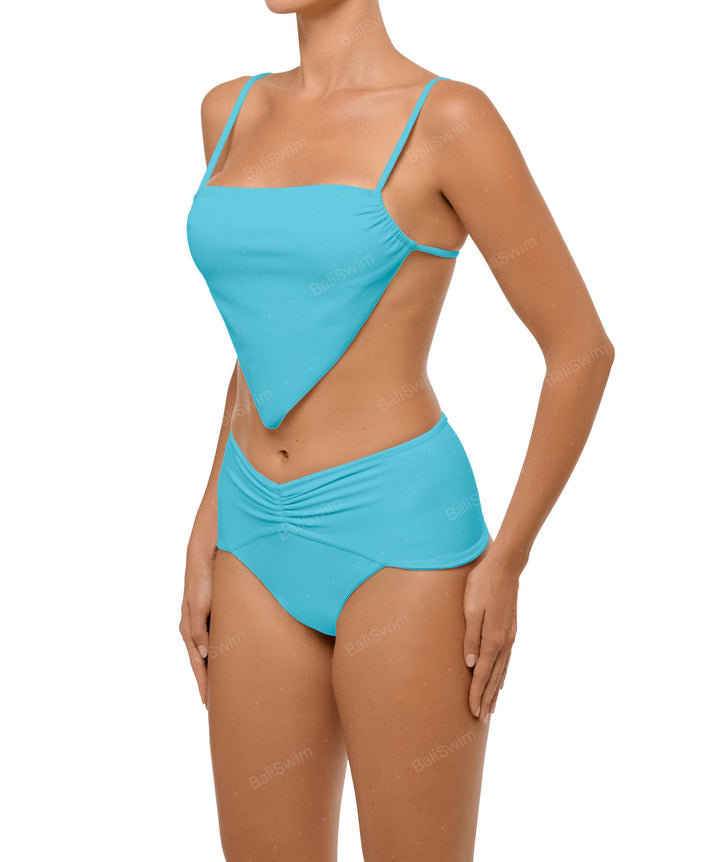 BSWS-B97 Ruched High Rise Bikini Bottom
