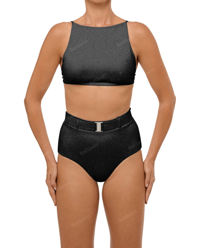 BSWS-B98 Belted High Rise Bikini Bottom