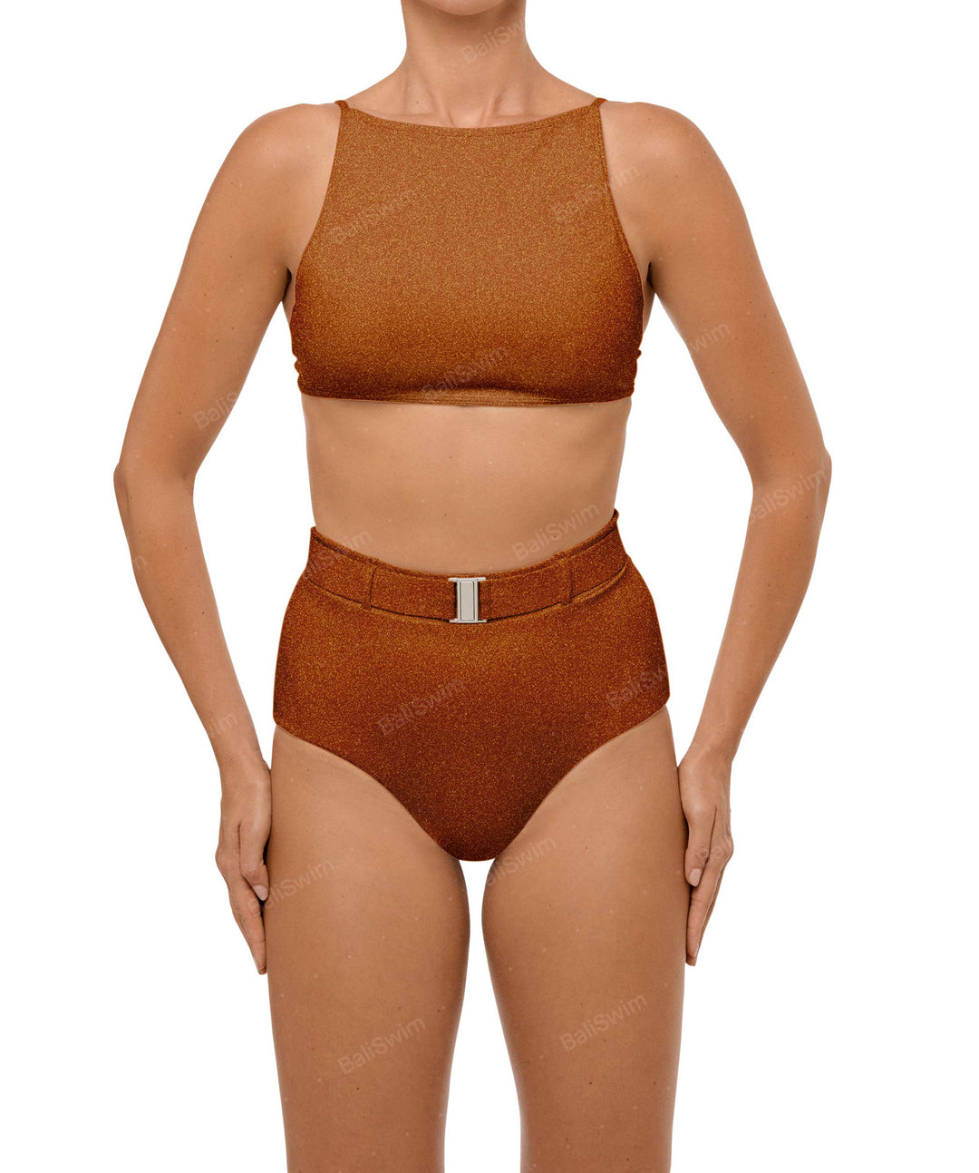 BSWS-B98 Belted High Rise Bikini Bottom