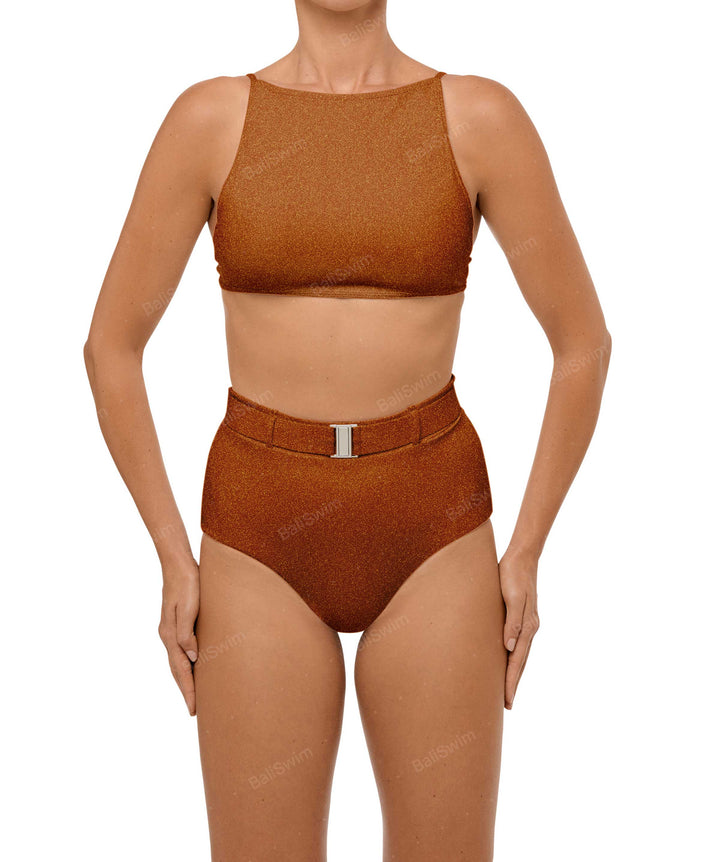 BSWS-B98 Belted High Rise Bikini Bottom