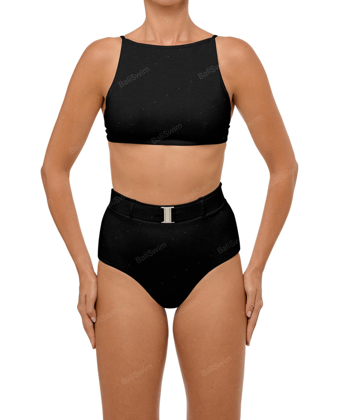 BSWS-B98 Belted High Rise Bikini Bottom