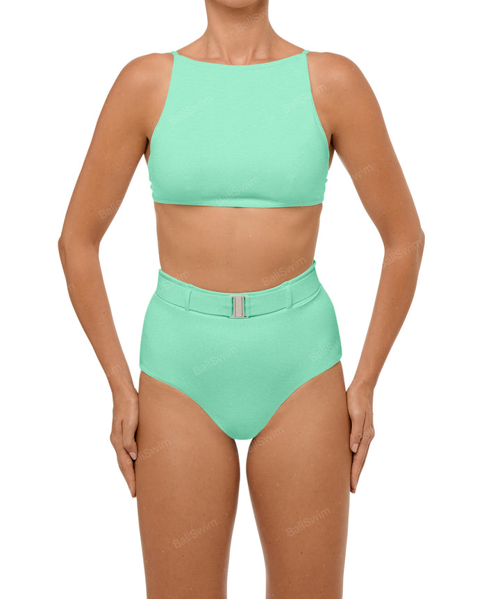 BSWS-B98 Belted High Rise Bikini Bottom