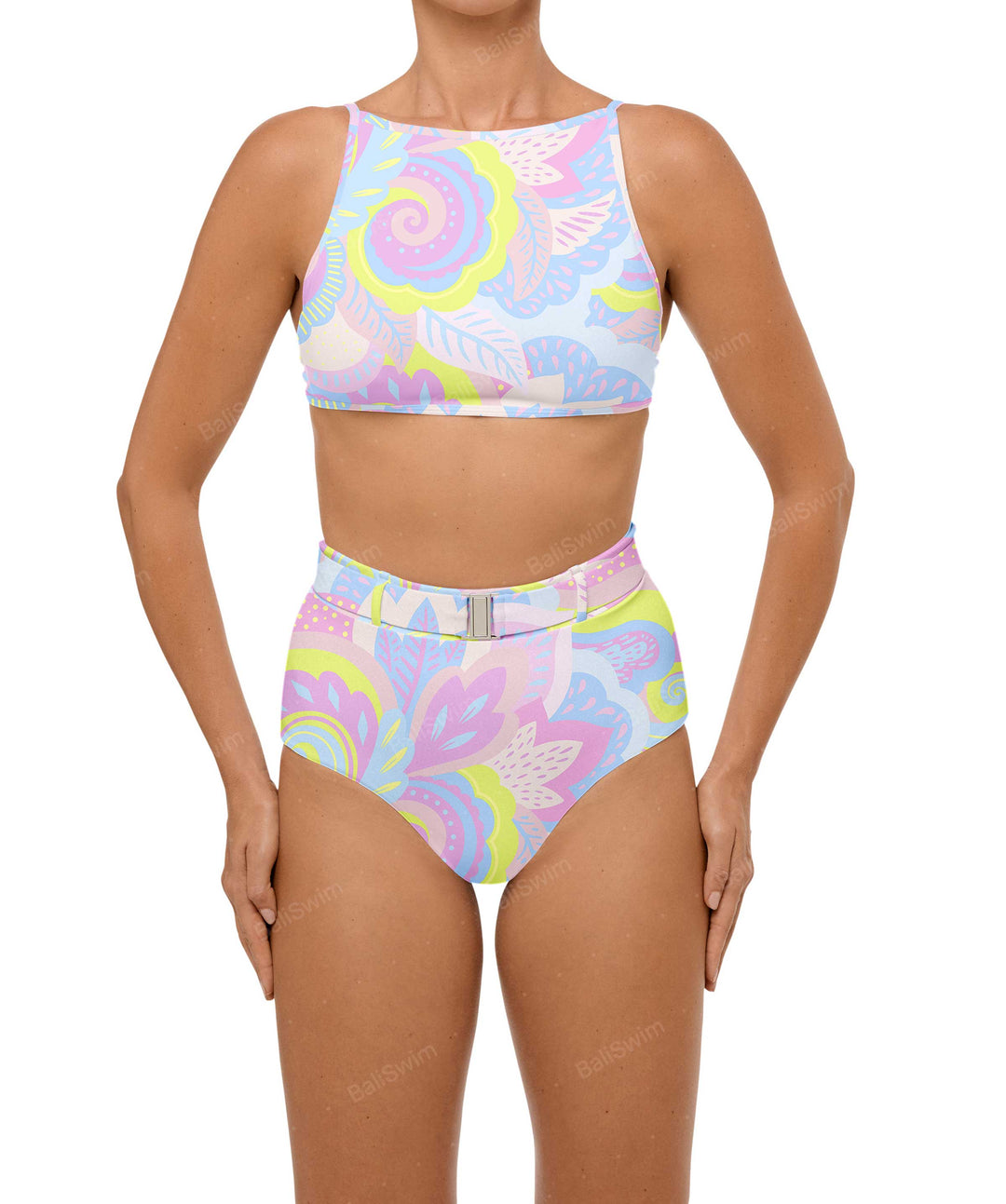 BSWS-B98 Belted High Rise Bikini Bottom