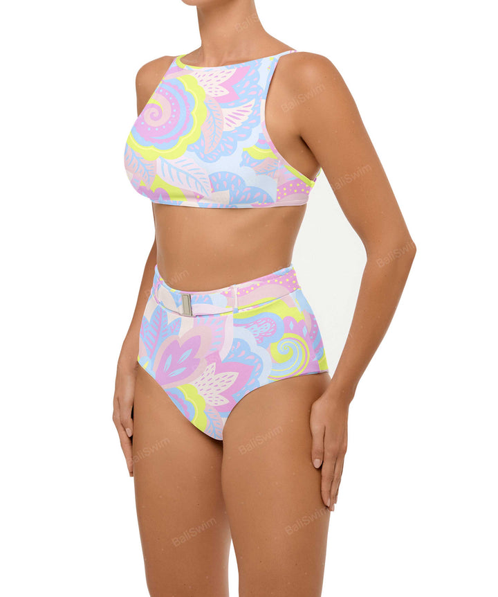 BSWS-B98 Belted High Rise Bikini Bottom