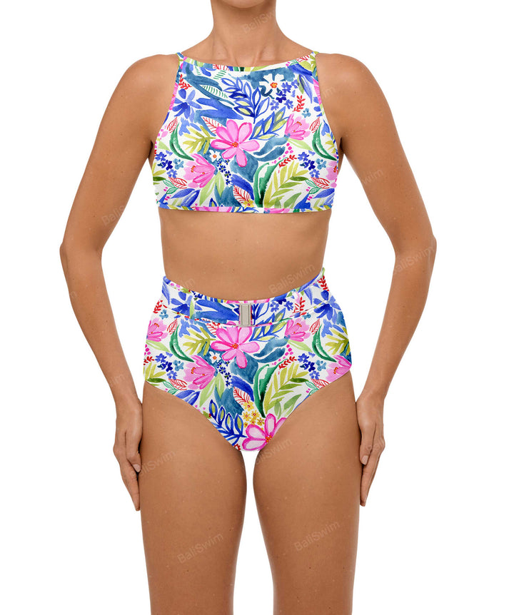 BSWS-B98 Belted High Rise Bikini Bottom