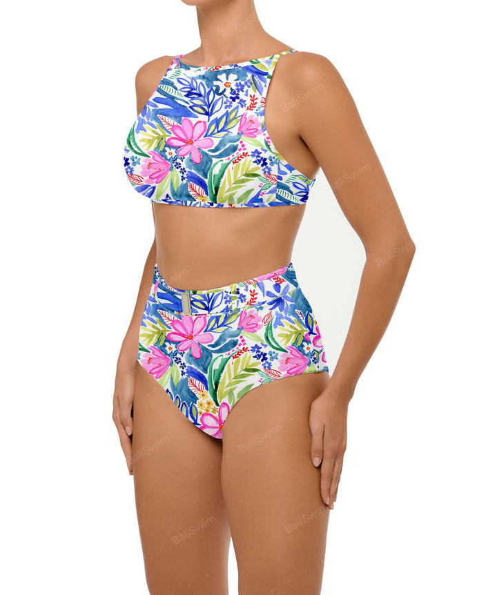 BSWS-B98 Belted High Rise Bikini Bottom