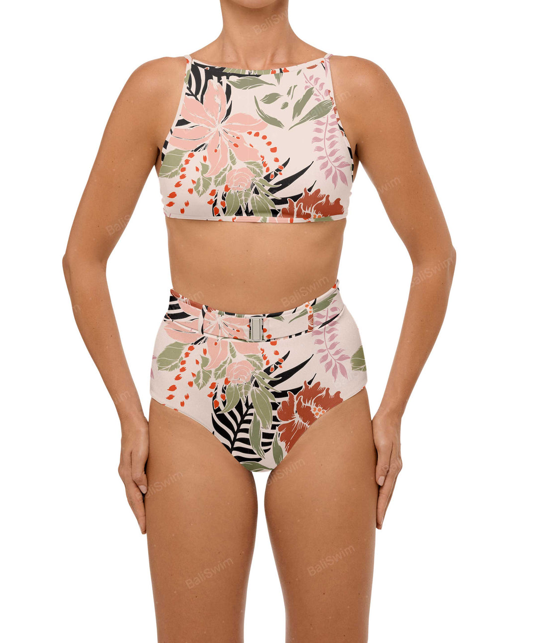 BSWS-B98 Belted High Rise Bikini Bottom