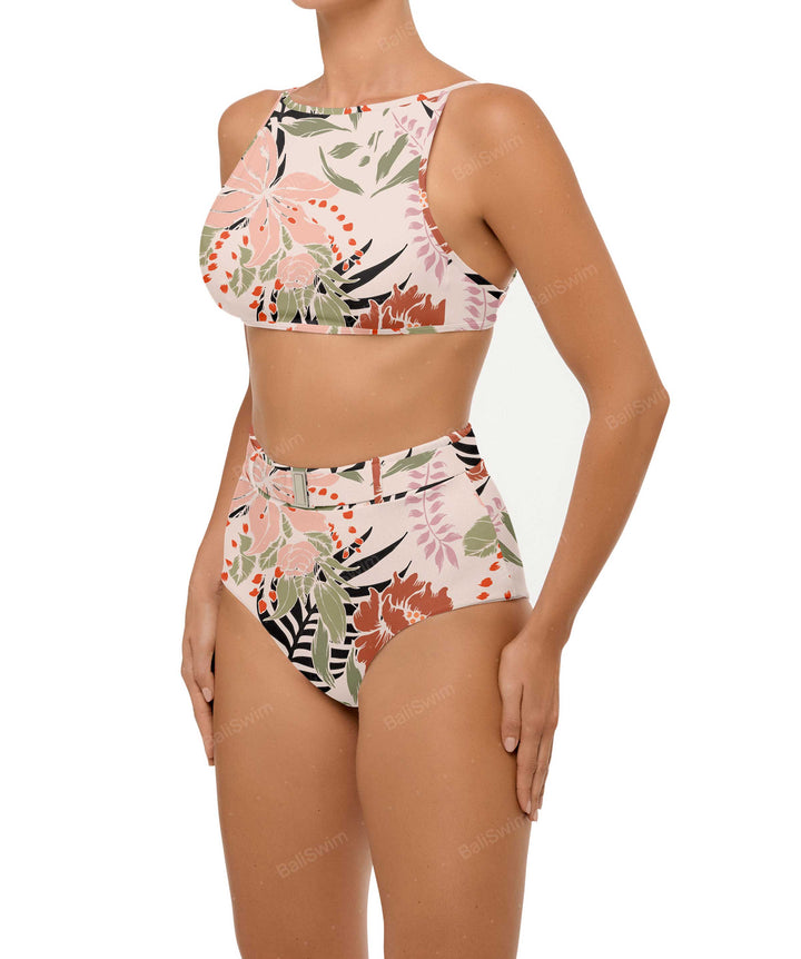 BSWS-B98 Belted High Rise Bikini Bottom