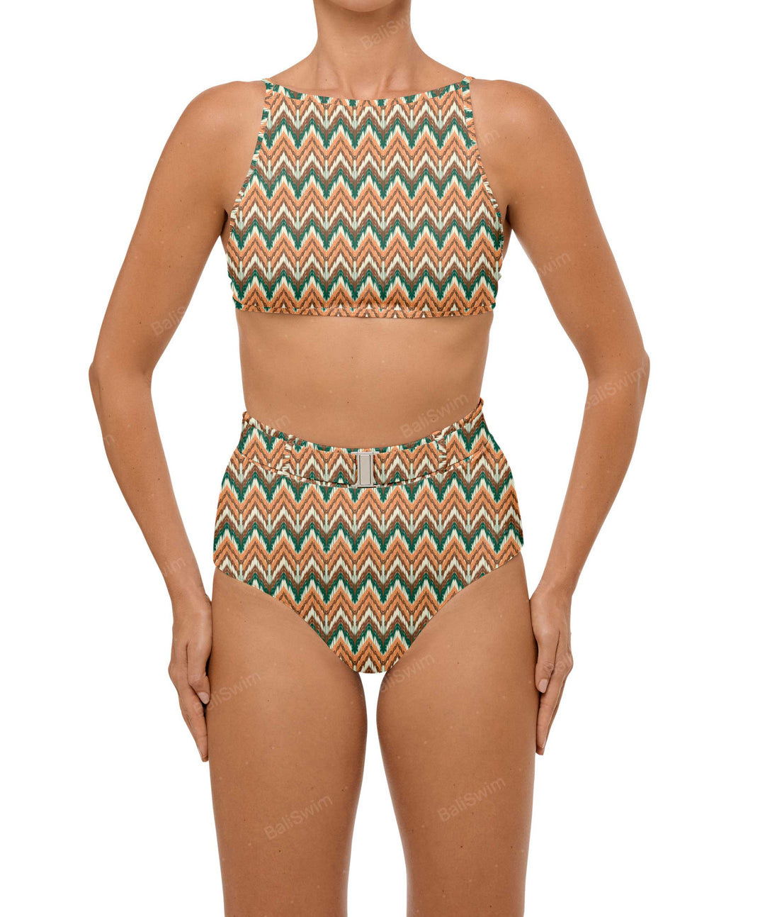 BSWS-B98 Belted High Rise Bikini Bottom
