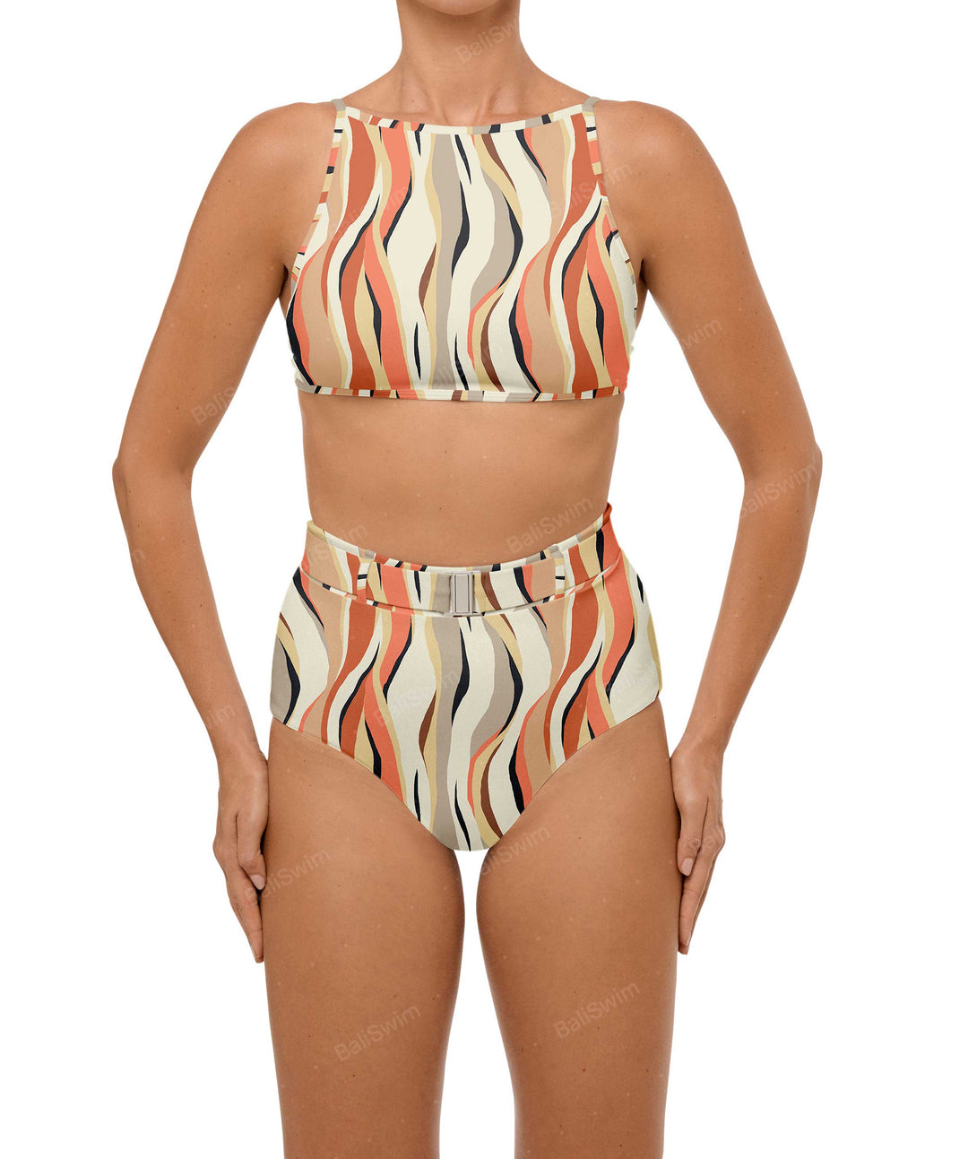 BSWS-B98 Belted High Rise Bikini Bottom