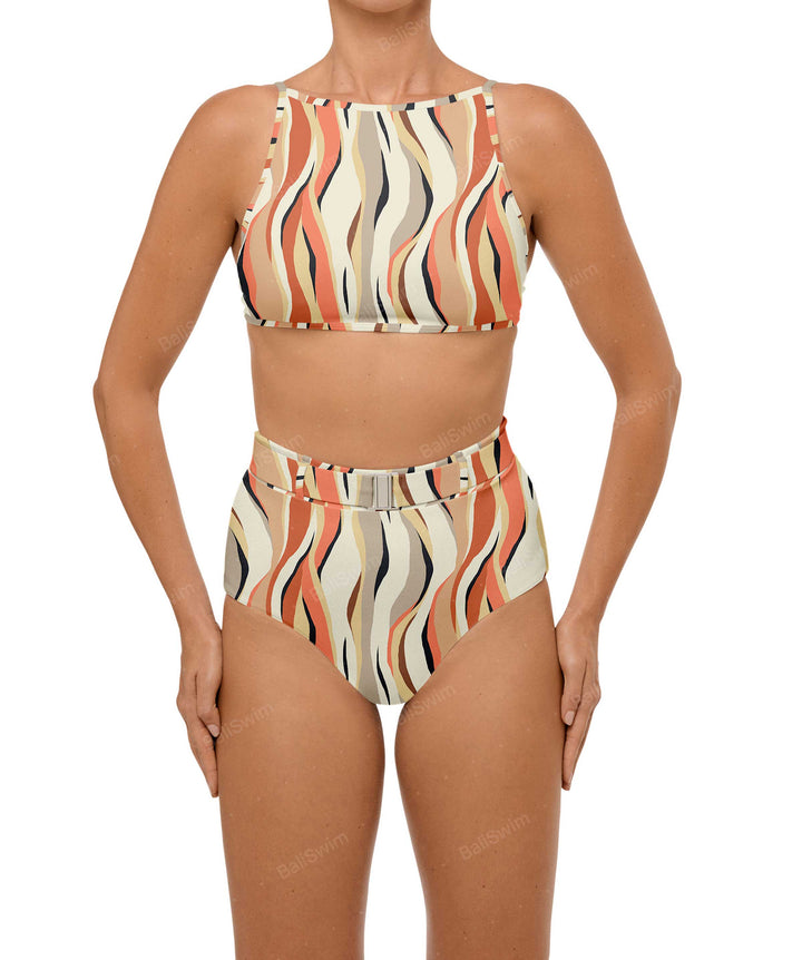 BSWS-B98 Belted High Rise Bikini Bottom