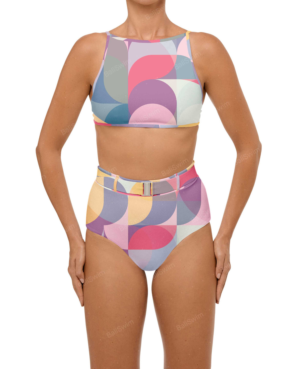 BSWS-B98 Belted High Rise Bikini Bottom