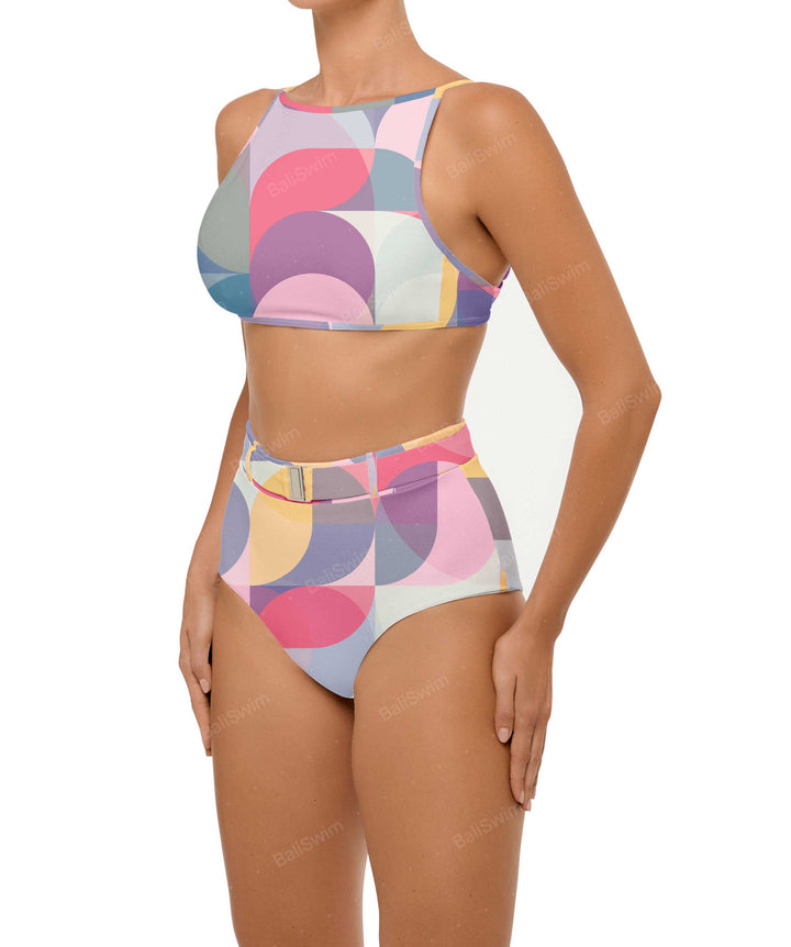 BSWS-B98 Belted High Rise Bikini Bottom