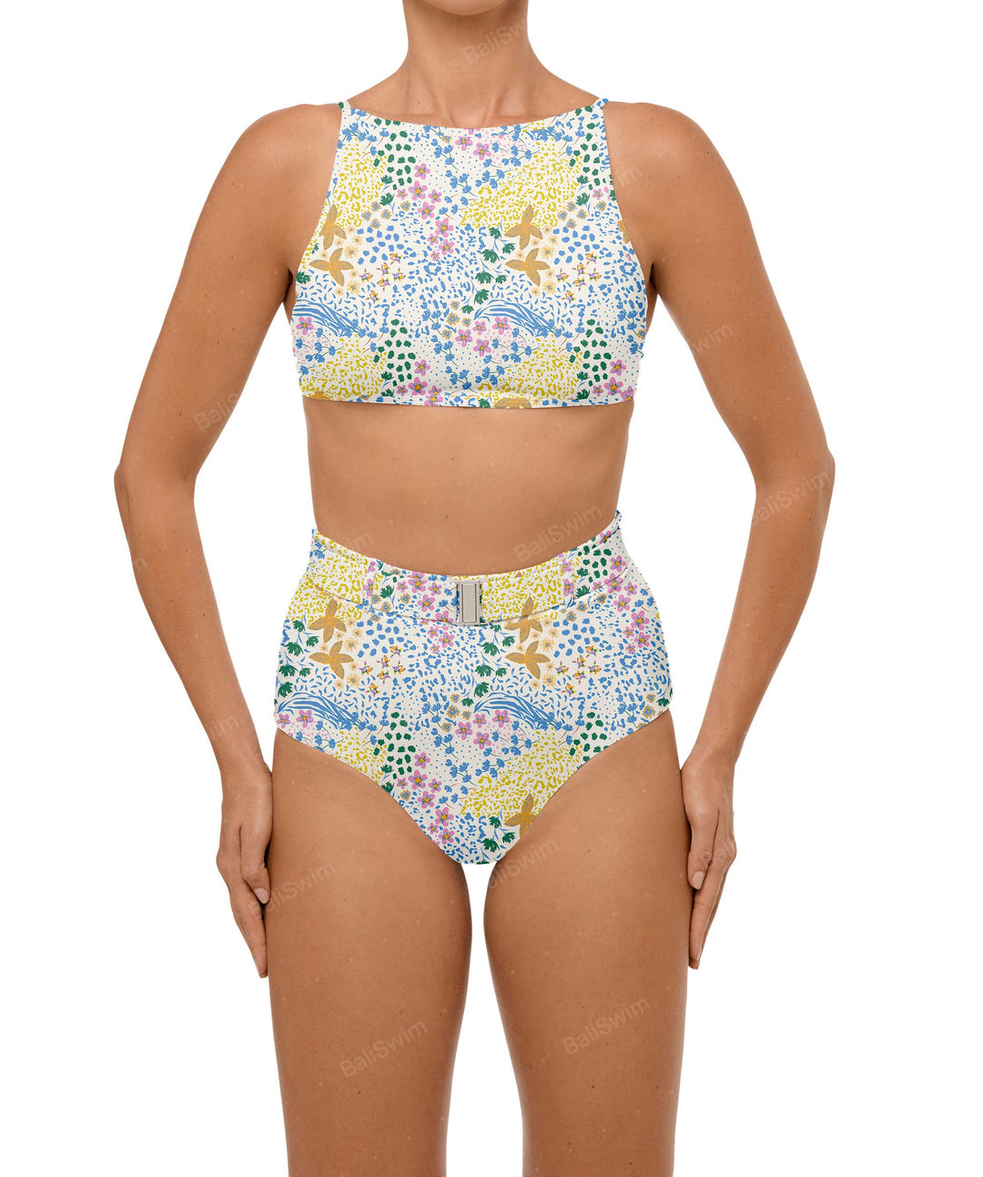 BSWS-B98 Belted High Rise Bikini Bottom
