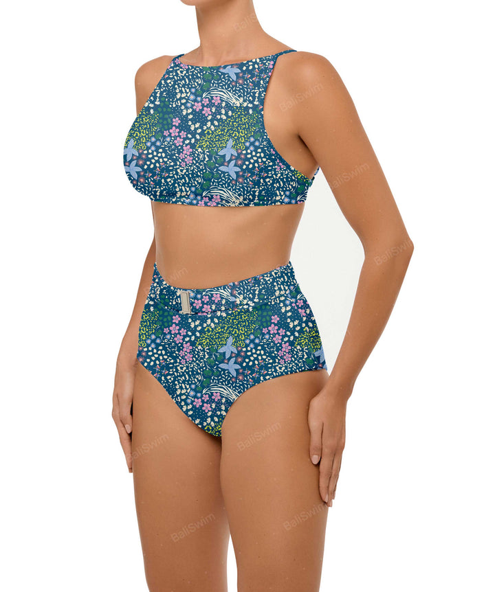 BSWS-B98 Belted High Rise Bikini Bottom