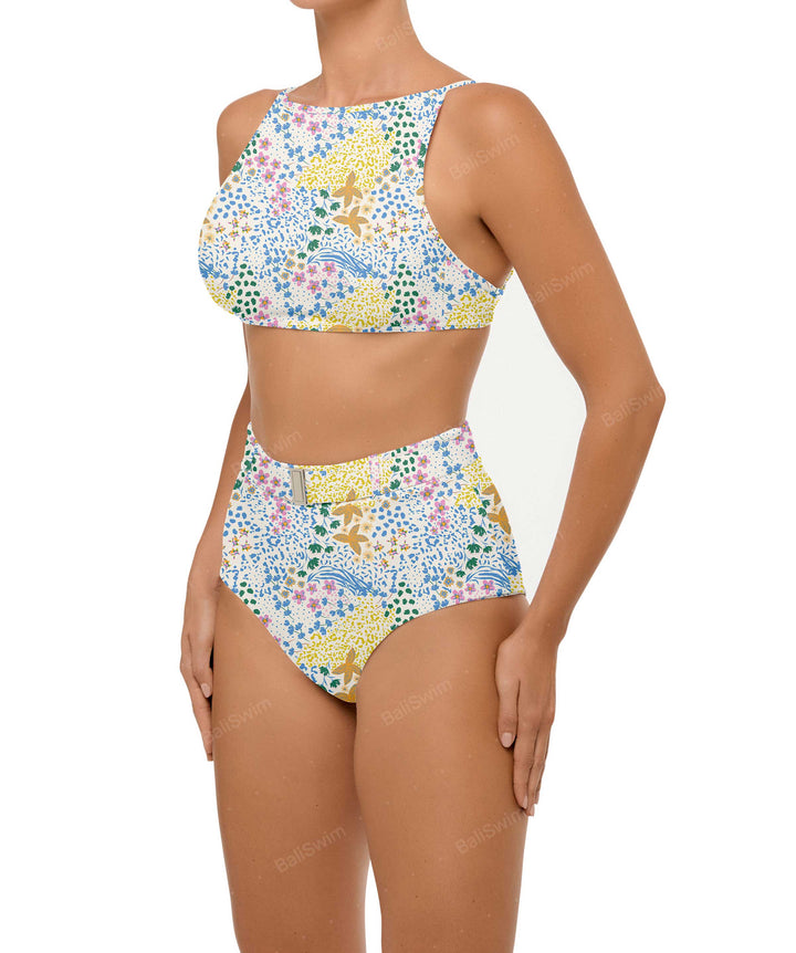 BSWS-B98 Belted High Rise Bikini Bottom