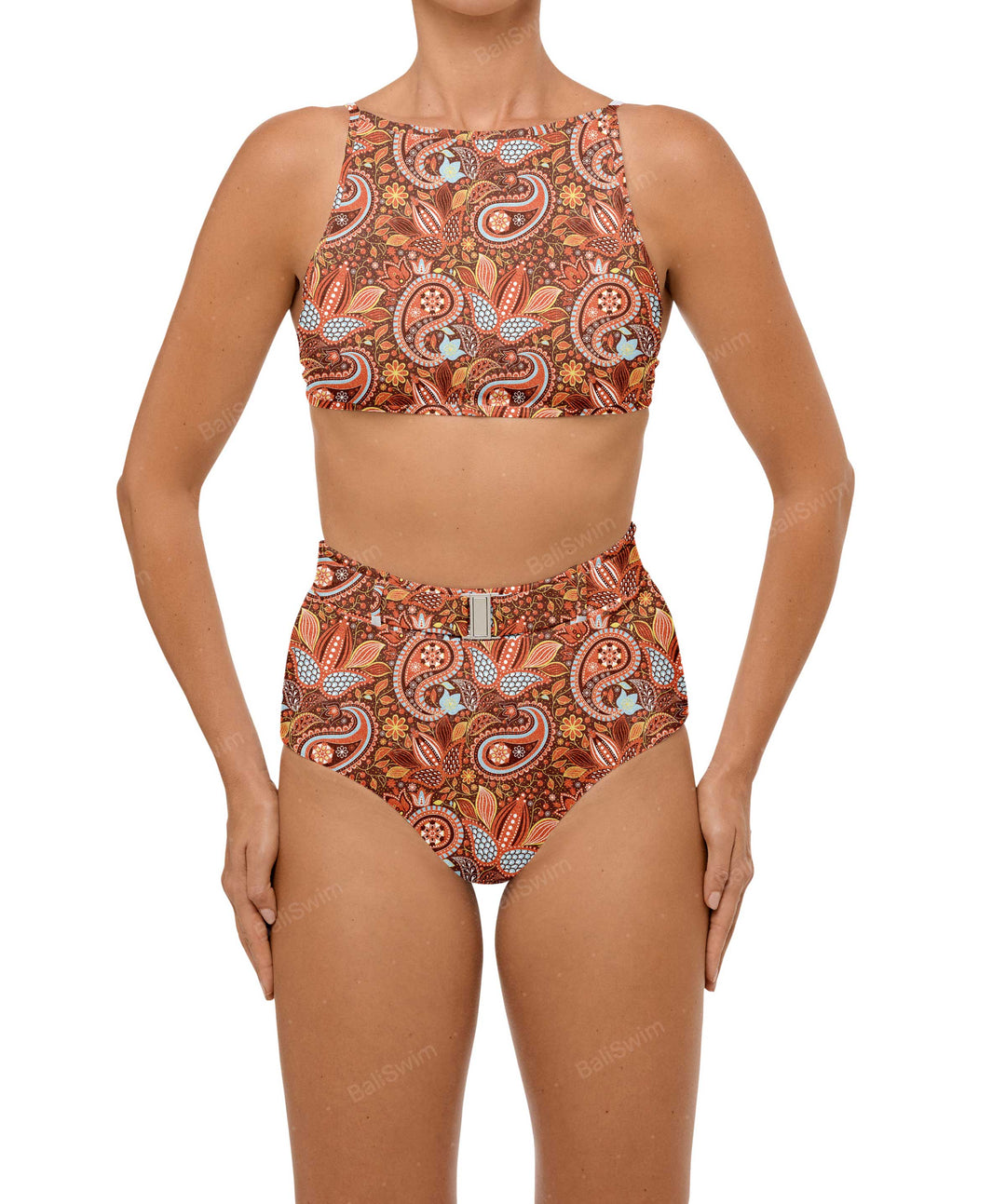 BSWS-B98 Belted High Rise Bikini Bottom