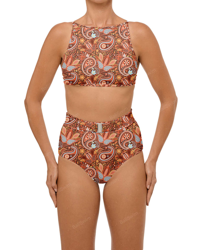 BSWS-B98 Belted High Rise Bikini Bottom