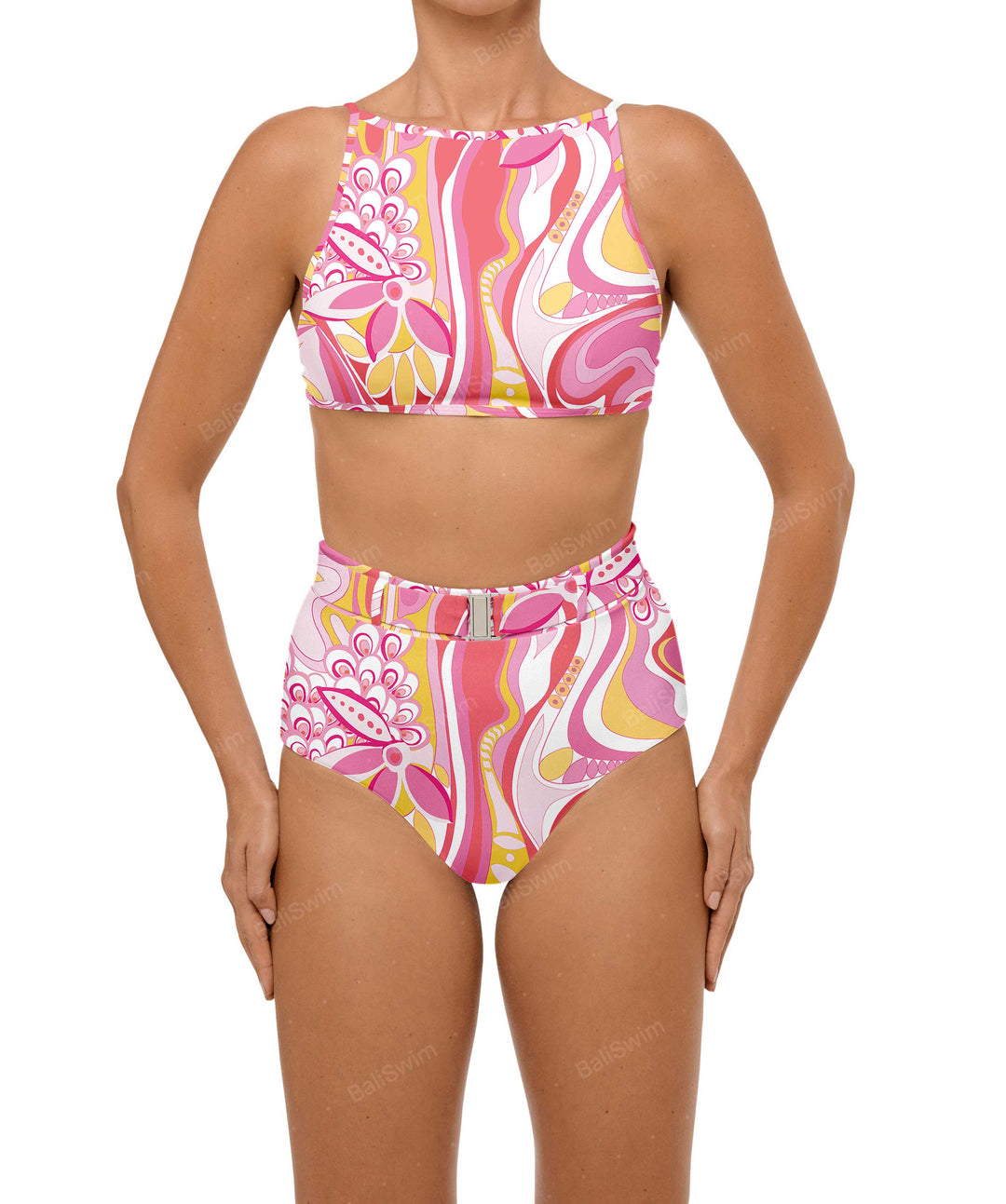BSWS-B98 Belted High Rise Bikini Bottom