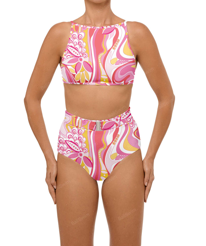 BSWS-B98 Belted High Rise Bikini Bottom
