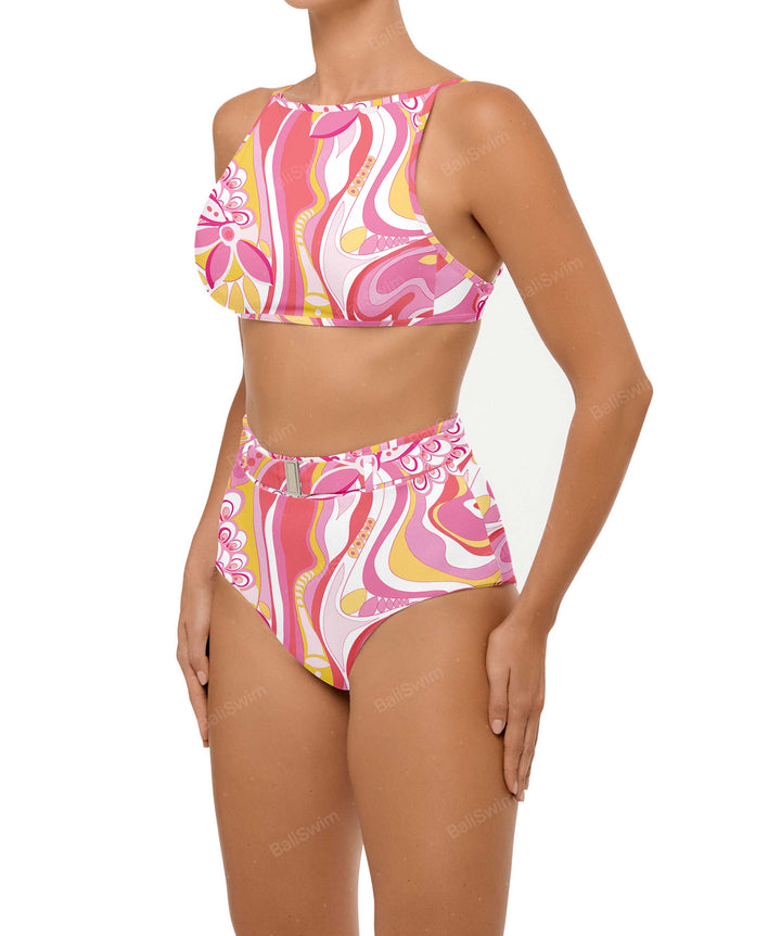 BSWS-B98 Belted High Rise Bikini Bottom