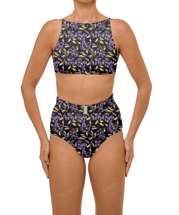 BSWS-B98 Belted High Rise Bikini Bottom