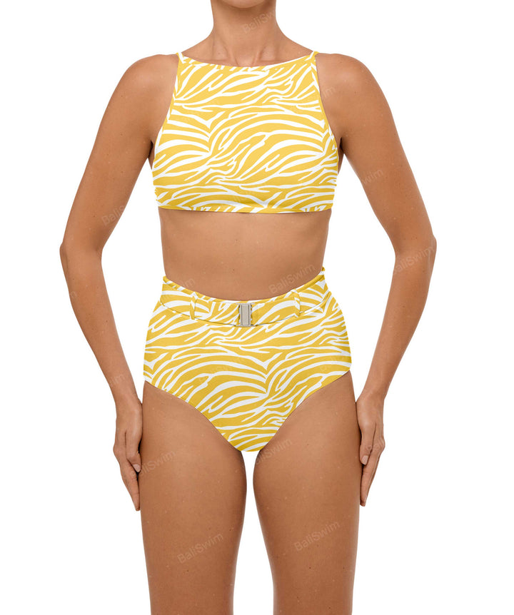 BSWS-B98 Belted High Rise Bikini Bottom