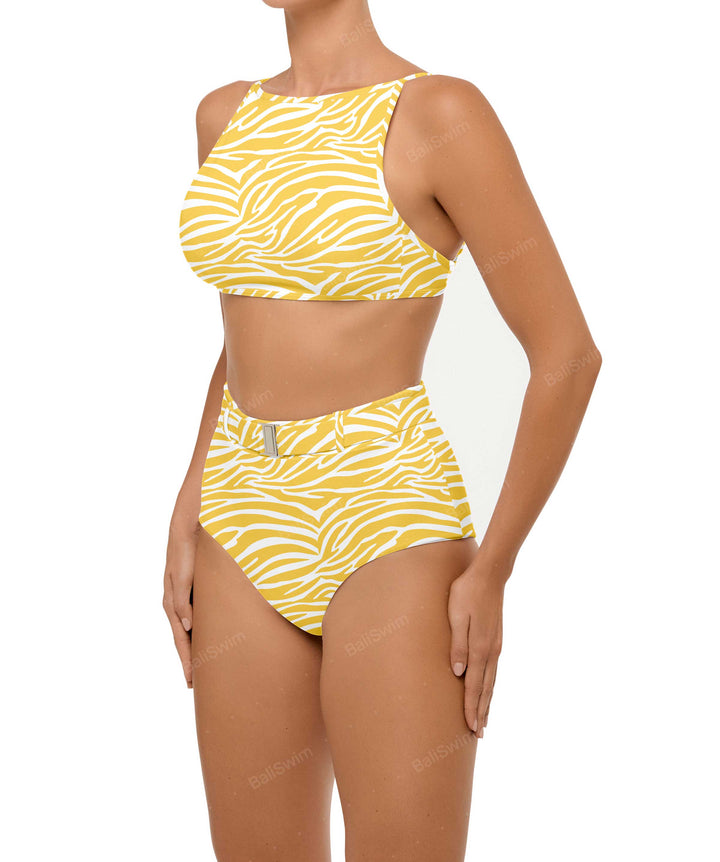 BSWS-B98 Belted High Rise Bikini Bottom