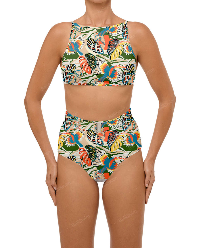 BSWS-B98 Belted High Rise Bikini Bottom