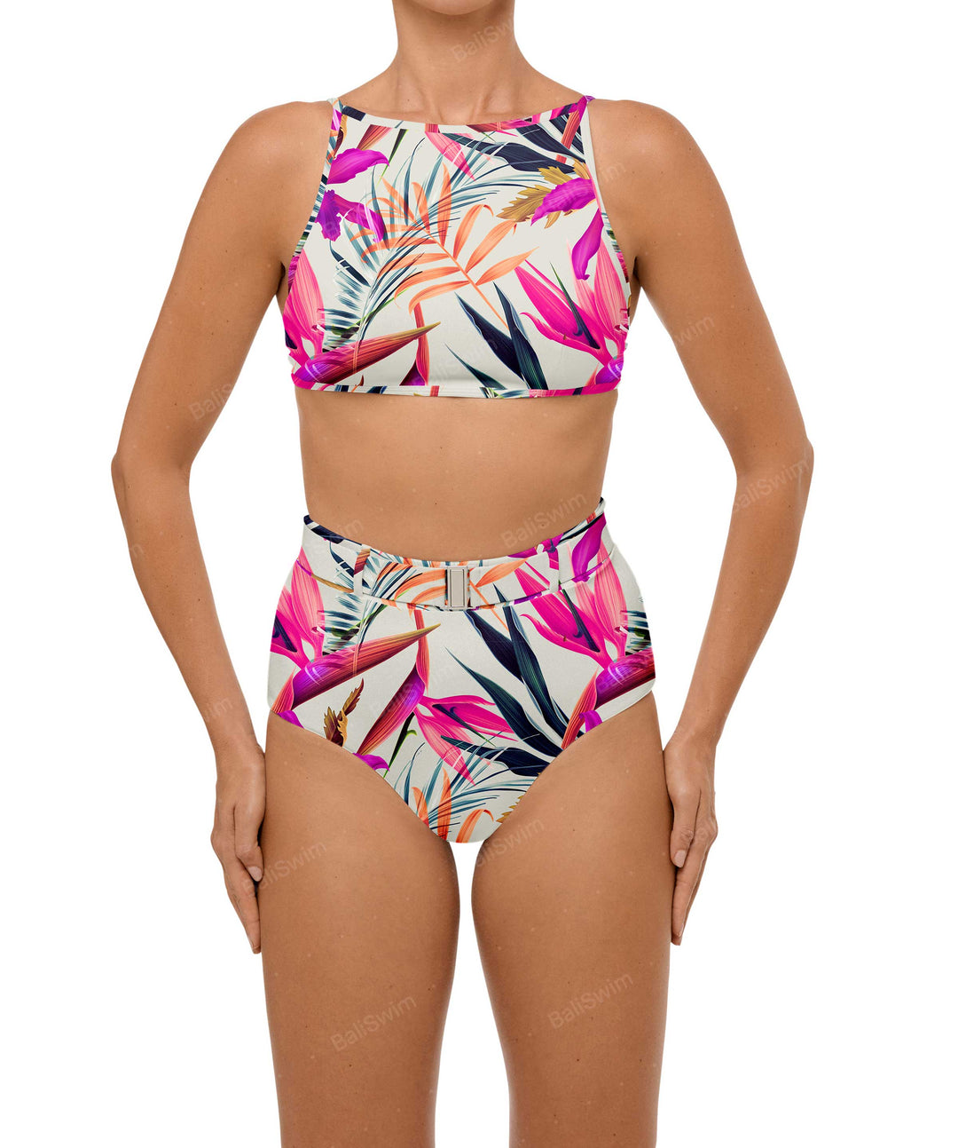 BSWS-B98 Belted High Rise Bikini Bottom