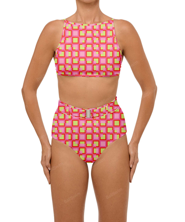 BSWS-B98 Belted High Rise Bikini Bottom