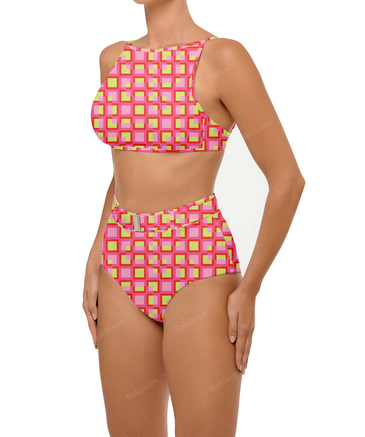BSWS-B98 Belted High Rise Bikini Bottom