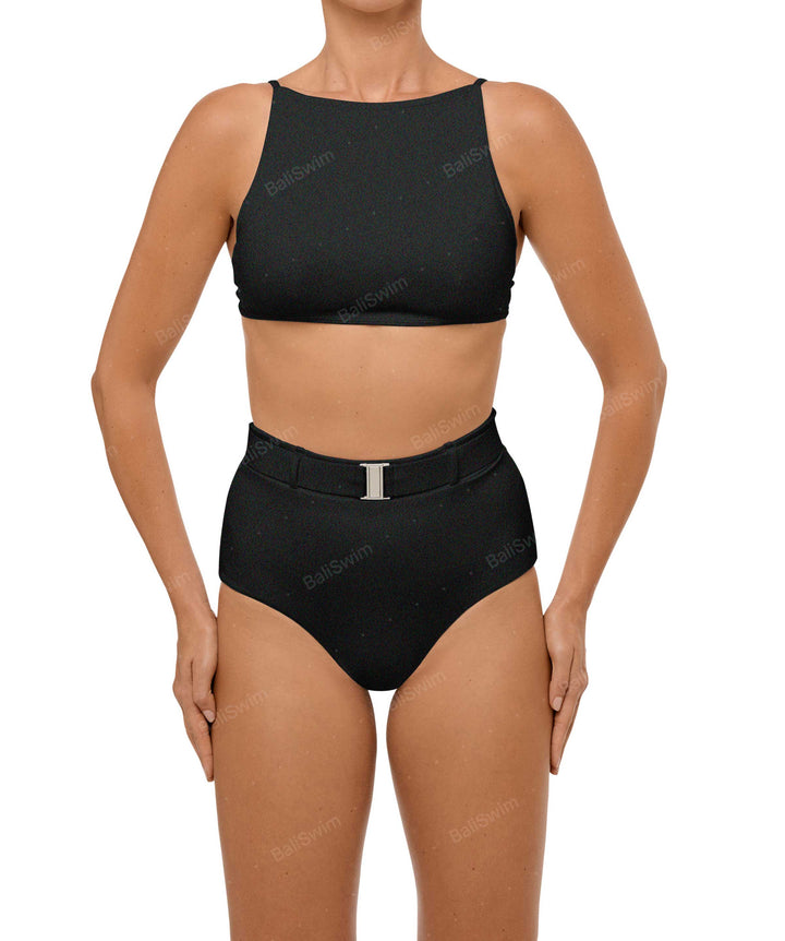 BSWS-B98 Belted High Rise Bikini Bottom
