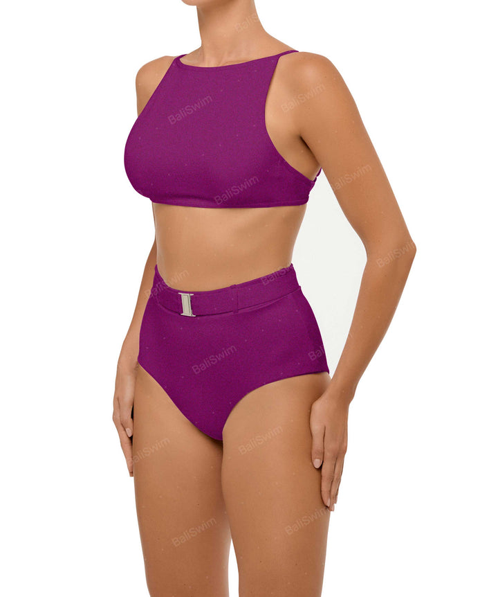 BSWS-B98 Belted High Rise Bikini Bottom
