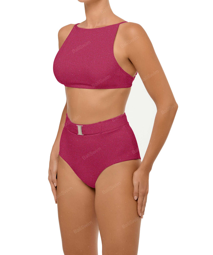 BSWS-B98 Belted High Rise Bikini Bottom