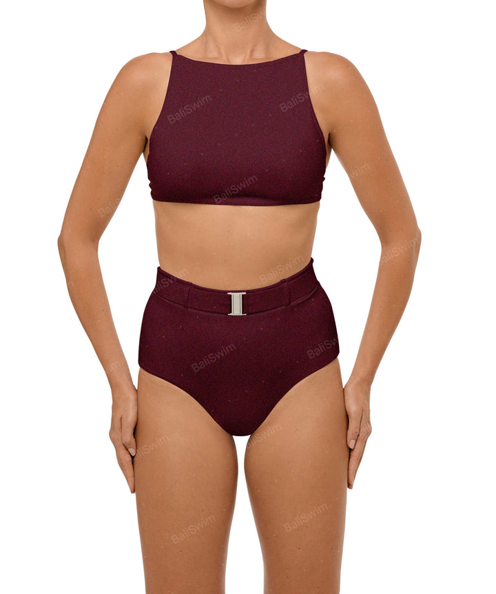 BSWS-B98 Belted High Rise Bikini Bottom