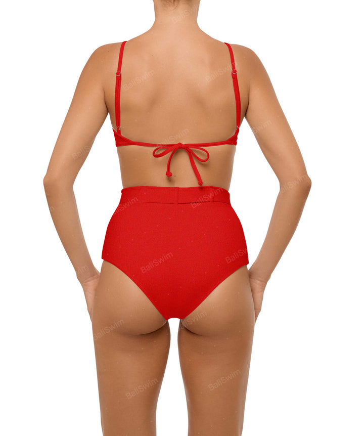 BSWS-B98 Belted High Rise Bikini Bottom