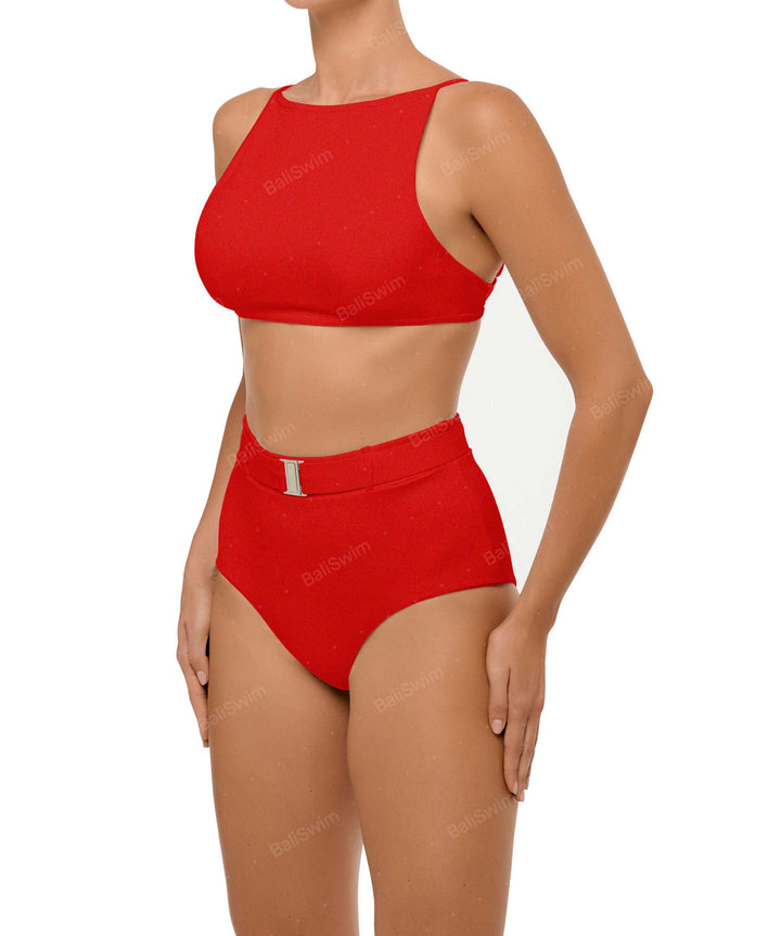BSWS-B98 Belted High Rise Bikini Bottom
