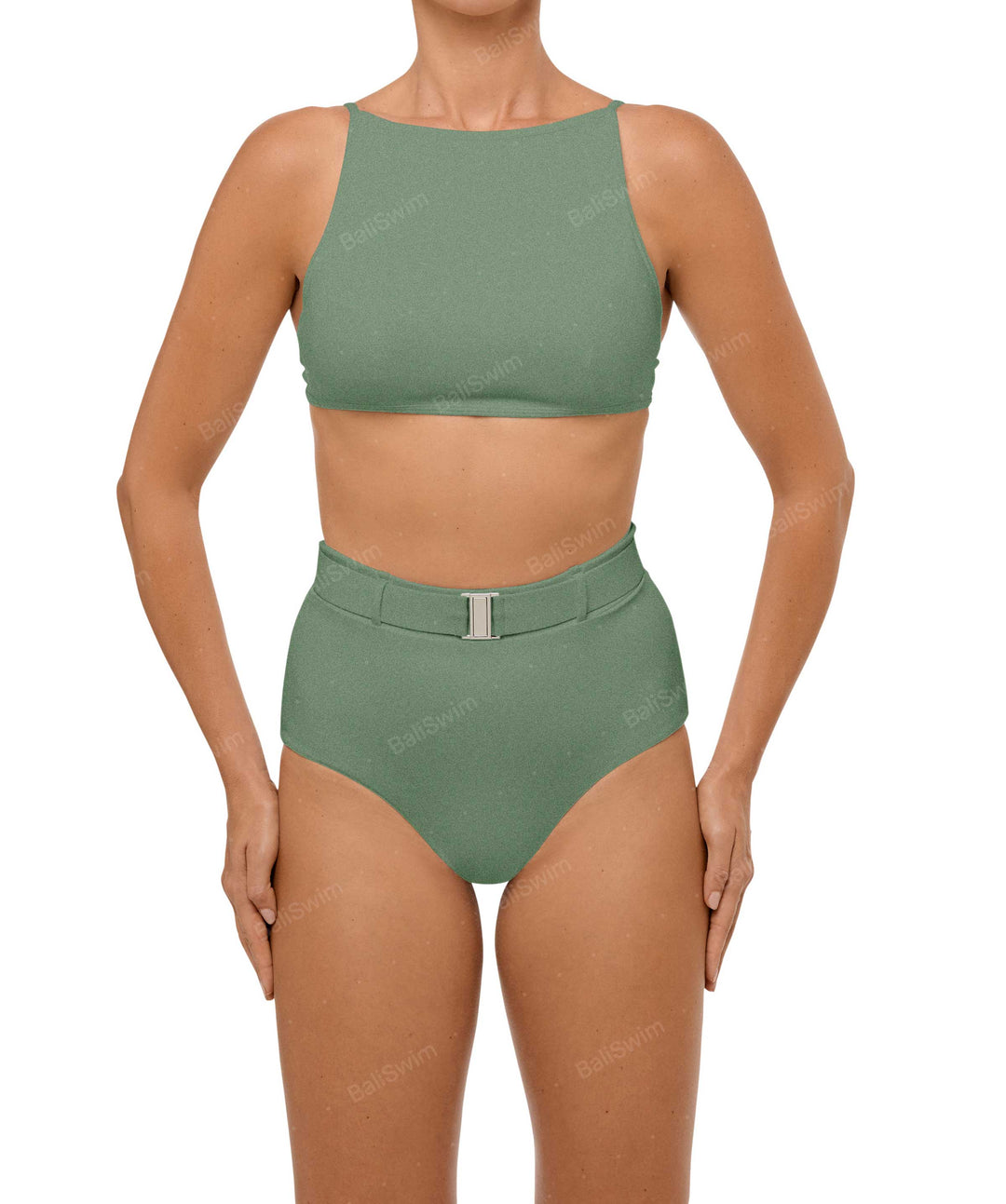 BSWS-B98 Belted High Rise Bikini Bottom