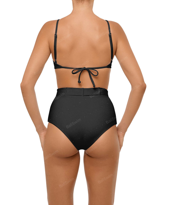 BSWS-B98 Belted High Rise Bikini Bottom