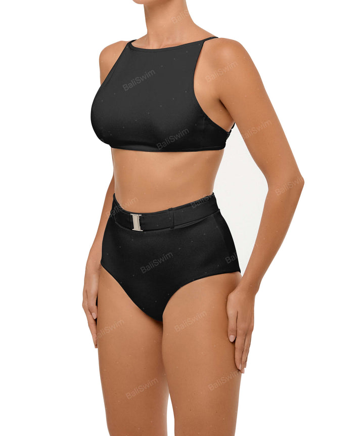 BSWS-B98 Belted High Rise Bikini Bottom