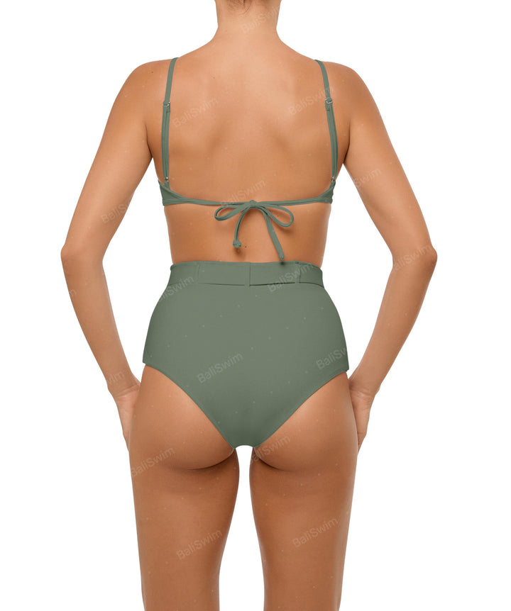 BSWS-B98 Belted High Rise Bikini Bottom