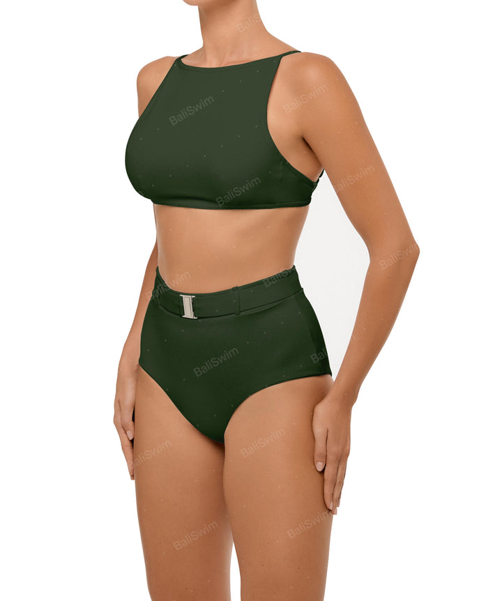 BSWS-B98 Belted High Rise Bikini Bottom