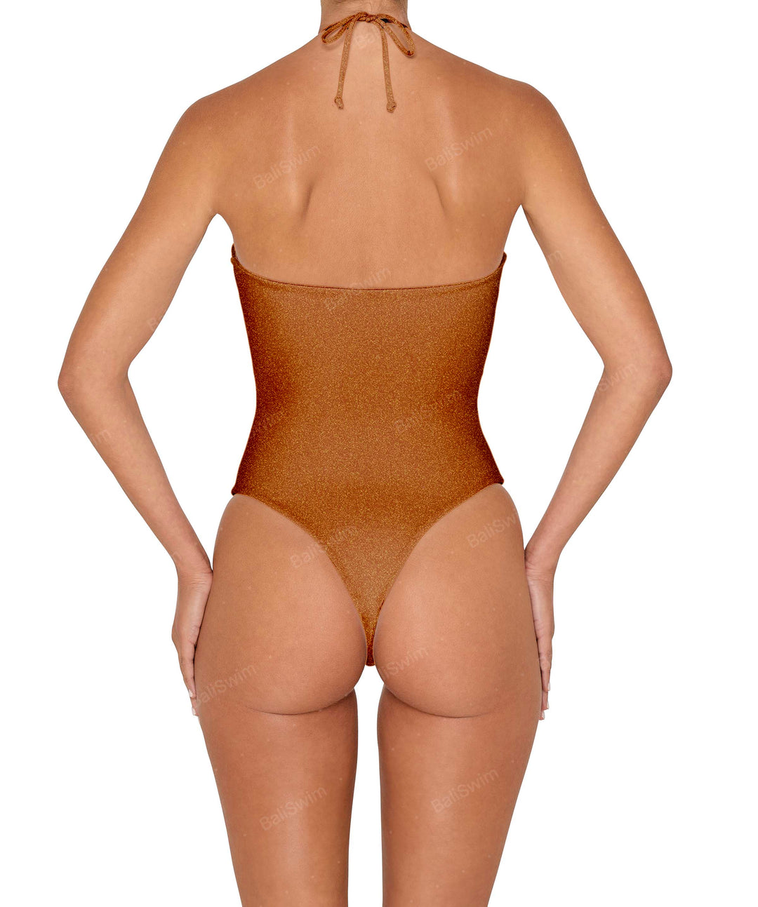 BSWS-S82 Halter tie neck one piece with center front cutout