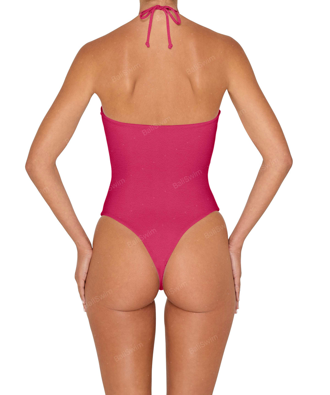 BSWS-S82 Halter Tie Neck One Piece With Center Front Cutout