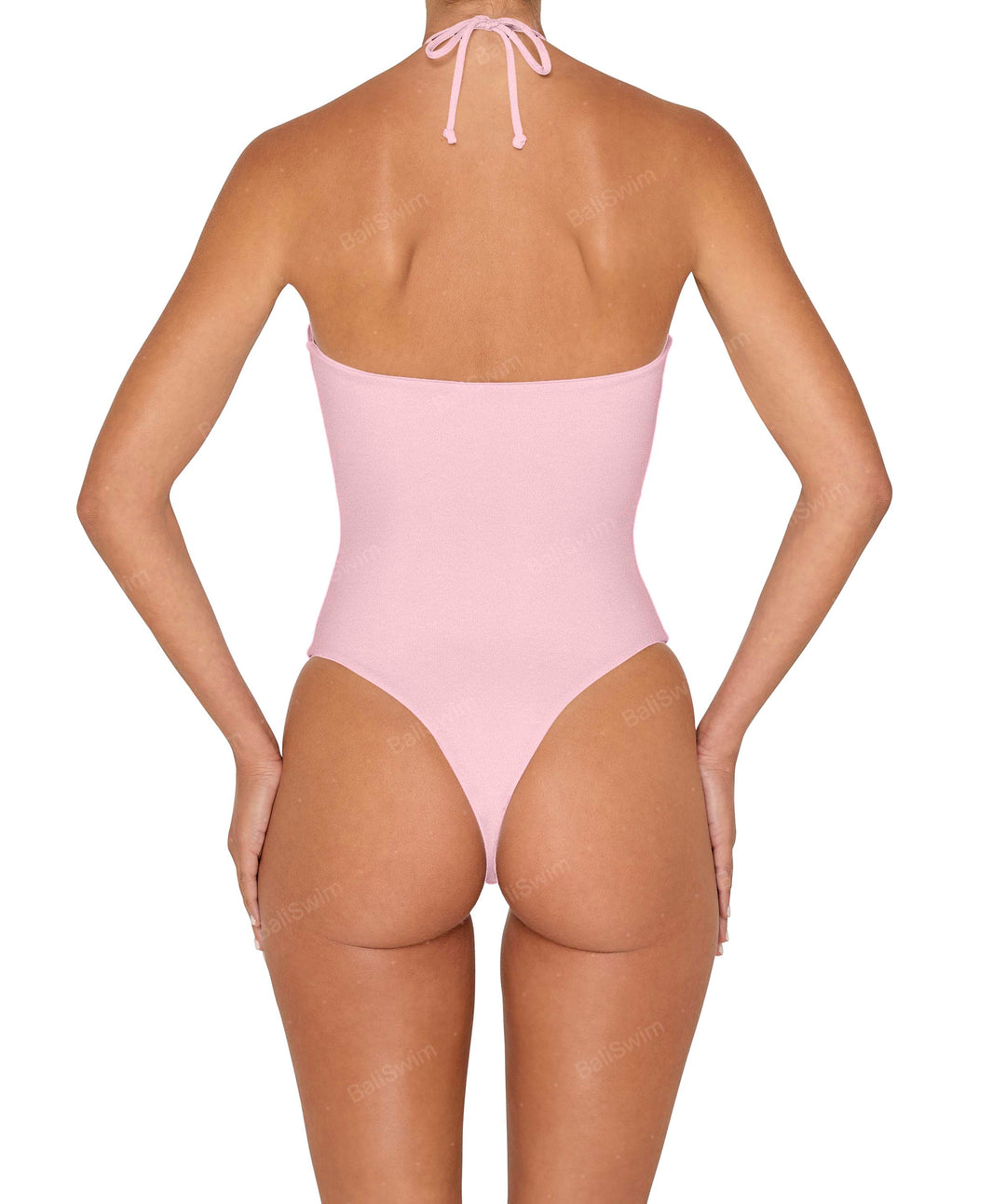 BSWS-S82 Halter Tie Neck One Piece With Center Front Cutout