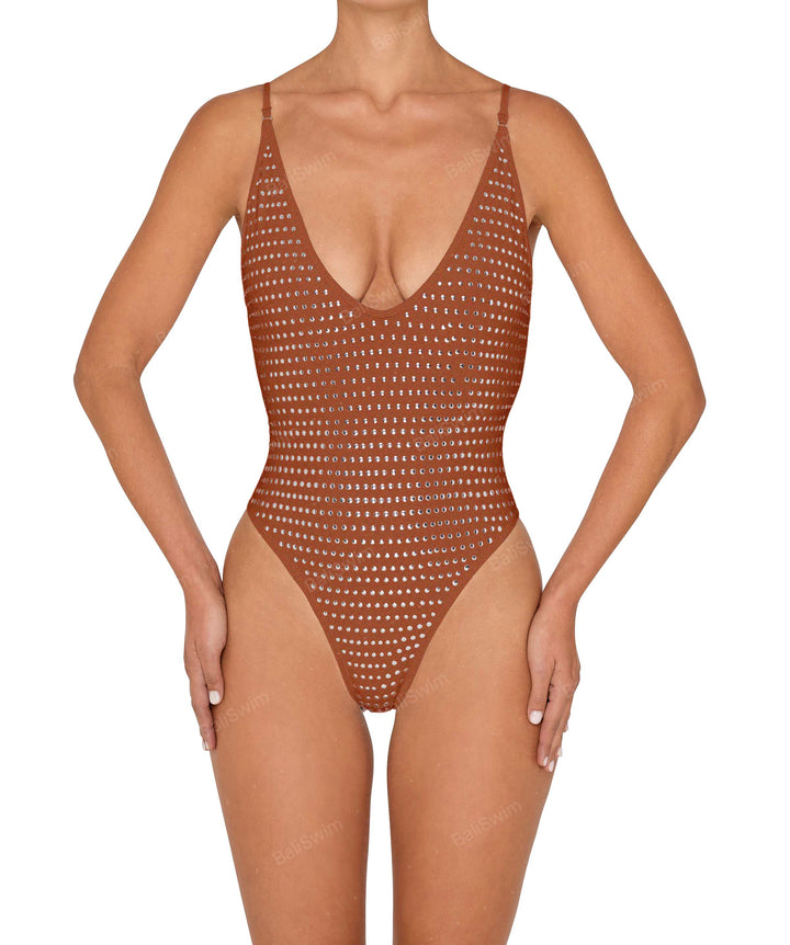 BSWS-S84b Binded Plunge Neck One Piece