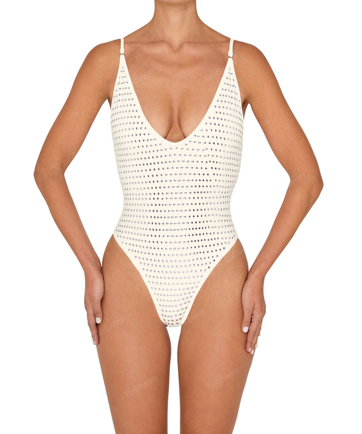 BSWS-S84b Binded Plunge Neck One Piece