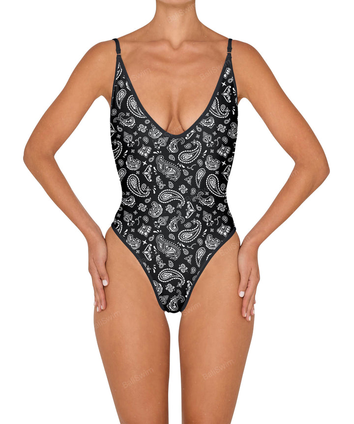 BSWS-S84 Binded Plunge Neck One Piece