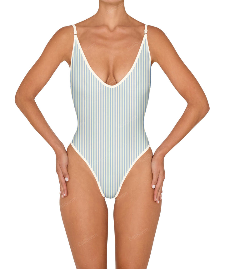 BSWS-S84 Binded Plunge Neck One Piece
